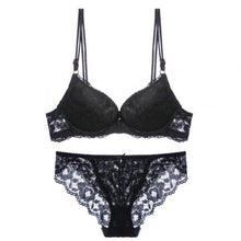 将图片加载到图库查看器,Sexy women Ladies Lace Sheer Split Underwear Casual Bow Decoration Gather Bra Set