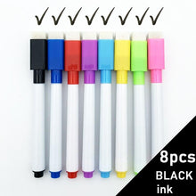 将图片加载到图库查看器,5/8Pcs/lot Colorful black School classroom Whiteboard Pen Dry White Board Markers Built In Eraser Student children's drawing pen