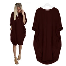 将图片加载到图库查看器,Women Casual Loose Dress with Pocket Ladies Fashion O Neck Long Tops Female T Shirt Dress Streetwear Plus Size 5XL vestidos