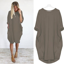 将图片加载到图库查看器,Women Casual Loose Dress with Pocket Ladies Fashion O Neck Long Tops Female T Shirt Dress Streetwear Plus Size 5XL vestidos
