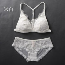 将图片加载到图库查看器,French style lace bralette bra and panties sets wireless sexy triangle cup small chest female underwear sets