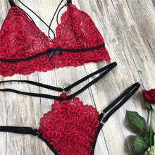 将图片加载到图库查看器,Women's Sexy Bra Set Quality Polyester Lace Lingerie Straps Panty Bandage Set Babydoll Comfortable and Breathable Underwear Set