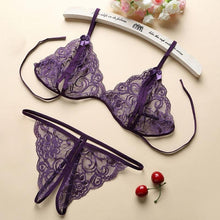 将图片加载到图库查看器,Sexy Hollow Lingerie Bodysuit Women Bra Set Lace Perspective Deep V Hot Erotic Underwear One Piece Halter Open Sexy Lingerie Set