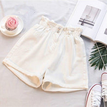 将图片加载到图库查看器,Plus Size Summer Black Women's Denim Shorts Large Size 5Xl Harem Ruffle White High Waisted Shorts Elastic Waist Jeans for Women