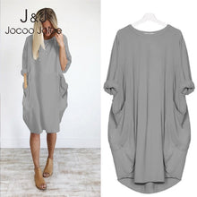 将图片加载到图库查看器,Women Casual Loose Dress with Pocket Ladies Fashion O Neck Long Tops Female T Shirt Dress Streetwear Plus Size 5XL vestidos