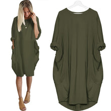将图片加载到图库查看器,Women Casual Loose Dress with Pocket Ladies Fashion O Neck Long Tops Female T Shirt Dress Streetwear Plus Size 5XL vestidos
