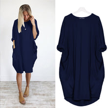 将图片加载到图库查看器,Women Casual Loose Dress with Pocket Ladies Fashion O Neck Long Tops Female T Shirt Dress Streetwear Plus Size 5XL vestidos