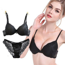 将图片加载到图库查看器,ANTONGMI Women Underwear Set Sexy Lace Bra Set Push Up Bra Set Sexy Lace Briefs Lingerie 3/4 Cup 70B 75B 80B