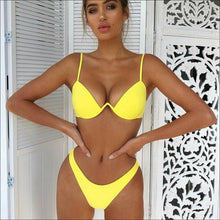 将图片加载到图库查看器,Women Hot Bra Set Push up padded bandage swimwear swimsuit Beach Red Bathing Suit