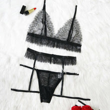 将图片加载到图库查看器,Women Sexy Lingerie Lace Babydoll See-through Wireless Bra Set G-String Underwear Nightwear Bra & Brief Sets M-3XL