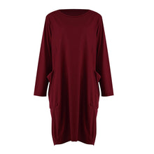 将图片加载到图库查看器,Women Casual Loose Dress with Pocket Ladies Fashion O Neck Long Tops Female T Shirt Dress Streetwear Plus Size 5XL vestidos