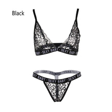 将图片加载到图库查看器,Fashion Letter Print Underwear Sets Women Sexy Low Waist Lace Bra Panties Ladies Female Plus Size Lingerie Set Bras Briefs