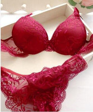 将图片加载到图库查看器,Sexy Lace Bra Set Women Underwear Set Push Up Bra Set Sexy Lace Briefs Lingerie 3/4 Cup 70B 75B 80B