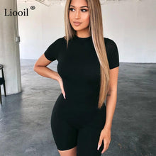 将图片加载到图库查看器,Liooil Black Gray Bodycon Playsuit Women Wear On Both Sides Sexy Jumpsuit Autumn 2020 Zip Up Party Club Romper Jumpsuits Shorts