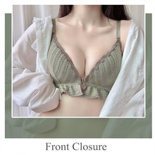 将图片加载到图库查看器,Front Closure Exquisite Bras for Women Push Up Bra Wire Free Brassiere Cup Convenient Lingerie Soft Sexy Lace Guarding Breasts