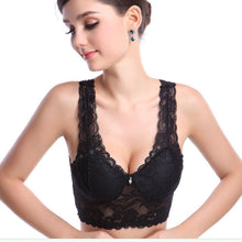 将图片加载到图库查看器,Embroidery See Through Bra Push Up Women Plus Size Bralette Black White Floral Lace Bra Full Cups Seamless Wireless Cotton Bra