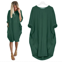 将图片加载到图库查看器,Women Casual Loose Dress with Pocket Ladies Fashion O Neck Long Tops Female T Shirt Dress Streetwear Plus Size 5XL vestidos