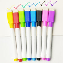 将图片加载到图库查看器，5/8Pcs/lot Colorful black School classroom Whiteboard Pen Dry White Board Markers Built In Eraser Student children's drawing pen
