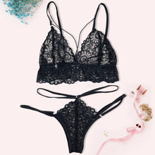 将图片加载到图库查看器，Women's Sexy Bra Set Quality Polyester Lace Lingerie Straps Panty Bandage Set Babydoll Comfortable and Breathable Underwear Set
