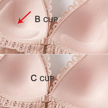 将图片加载到图库查看器，DERUILADY Sexy Backless Bra And Panty Set Lace Front Closure Seamless Push Up Underwear Briefs Women Wireless Lingerie Sets
