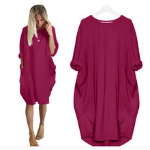 将图片加载到图库查看器，Women Casual Loose Dress with Pocket Ladies Fashion O Neck Long Tops Female T Shirt Dress Streetwear Plus Size 5XL vestidos
