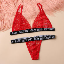 将图片加载到图库查看器，Fashion Letter Print Underwear Sets Women Sexy Low Waist Lace Bra Panties Ladies Female Plus Size Lingerie Set Bras Briefs
