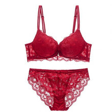 将图片加载到图库查看器，Sexy women Ladies Lace Sheer Split Underwear Casual Bow Decoration Gather Bra Set
