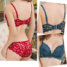 将图片加载到图库查看器，Sexy women Ladies Lace Sheer Split Underwear Casual Bow Decoration Gather Bra Set
