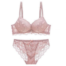 将图片加载到图库查看器，Sexy women Ladies Lace Sheer Split Underwear Casual Bow Decoration Gather Bra Set
