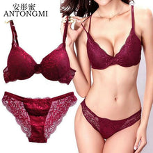 将图片加载到图库查看器，ANTONGMI Women Underwear Set Sexy Lace Bra Set Push Up Bra Set Sexy Lace Briefs  Lingerie 3/4 Cup 70B 75B 80B
