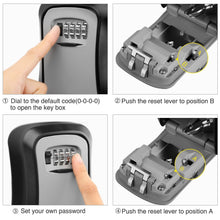 将图片加载到图库查看器，MOOL Key Lock Box Wall Mounted Aluminum alloy Key Safe Box Weatherproof 4 Digit Combination Key Storage Lock Box Indoor Outdoo
