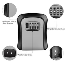 将图片加载到图库查看器，MOOL Key Lock Box Wall Mounted Aluminum alloy Key Safe Box Weatherproof 4 Digit Combination Key Storage Lock Box Indoor Outdoo
