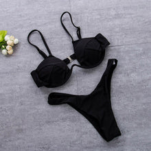 将图片加载到图库查看器，Women Hot Bra Set Push up padded bandage swimwear swimsuit Beach Red Bathing Suit
