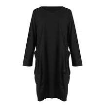 将图片加载到图库查看器，Women Casual Loose Dress with Pocket Ladies Fashion O Neck Long Tops Female T Shirt Dress Streetwear Plus Size 5XL vestidos
