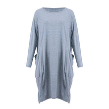 将图片加载到图库查看器，Women Casual Loose Dress with Pocket Ladies Fashion O Neck Long Tops Female T Shirt Dress Streetwear Plus Size 5XL vestidos
