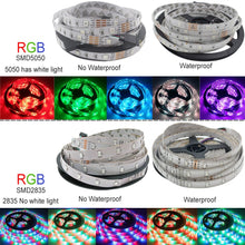 将图片加载到图库查看器，LED Strip Light RGB 5050 SMD 2835 Flexible Ribbon fita led light strip RGB 5M 10M 15M Tape Diode DC 12V+ Remote Control +Adapter
