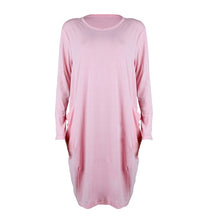 将图片加载到图库查看器，Women Casual Loose Dress with Pocket Ladies Fashion O Neck Long Tops Female T Shirt Dress Streetwear Plus Size 5XL vestidos
