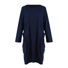 将图片加载到图库查看器，Women Casual Loose Dress with Pocket Ladies Fashion O Neck Long Tops Female T Shirt Dress Streetwear Plus Size 5XL vestidos
