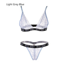 将图片加载到图库查看器，Fashion Letter Print Underwear Sets Women Sexy Low Waist Lace Bra Panties Ladies Female Plus Size Lingerie Set Bras Briefs
