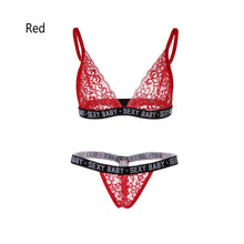 将图片加载到图库查看器，Fashion Letter Print Underwear Sets Women Sexy Low Waist Lace Bra Panties Ladies Female Plus Size Lingerie Set Bras Briefs
