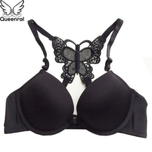 将图片加载到图库查看器，Queenral Front Closed Push Up Brassiere Panties Sexy Underwire Bra Set For Women Underwear Solid Color Female Lingerie Briefs
