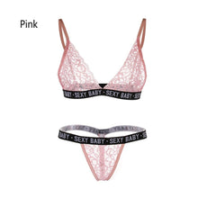 将图片加载到图库查看器，Fashion Letter Print Underwear Sets Women Sexy Low Waist Lace Bra Panties Ladies Female Plus Size Lingerie Set Bras Briefs
