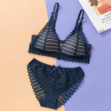 将图片加载到图库查看器，DERUILADY Sexy Backless Bra And Panty Set Lace Front Closure Seamless Push Up Underwear Briefs Women Wireless Lingerie Sets
