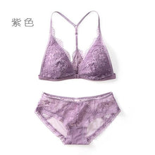将图片加载到图库查看器，French style lace bralette bra and panties sets wireless sexy triangle cup small chest female underwear sets
