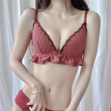 将图片加载到图库查看器，Front Closure Exquisite Bras for Women Push Up Bra Wire Free Brassiere Cup Convenient Lingerie Soft Sexy Lace Guarding Breasts
