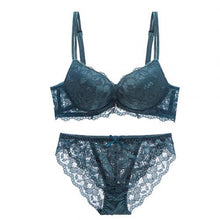 将图片加载到图库查看器，Sexy women Ladies Lace Sheer Split Underwear Casual Bow Decoration Gather Bra Set
