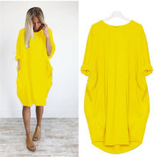 将图片加载到图库查看器，Women Casual Loose Dress with Pocket Ladies Fashion O Neck Long Tops Female T Shirt Dress Streetwear Plus Size 5XL vestidos
