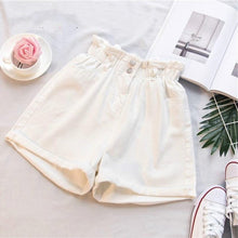 将图片加载到图库查看器，Plus Size Summer Black Women's Denim Shorts Large Size 5Xl Harem Ruffle White High Waisted Shorts Elastic Waist Jeans for Women
