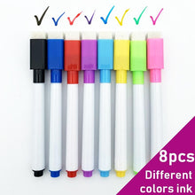将图片加载到图库查看器，5/8Pcs/lot Colorful black School classroom Whiteboard Pen Dry White Board Markers Built In Eraser Student children's drawing pen
